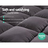 Giselle Double Mattress Topper Pillowtop 1000GSM Charcoal Microfibre Bamboo Fibre Filling Protector Giselle