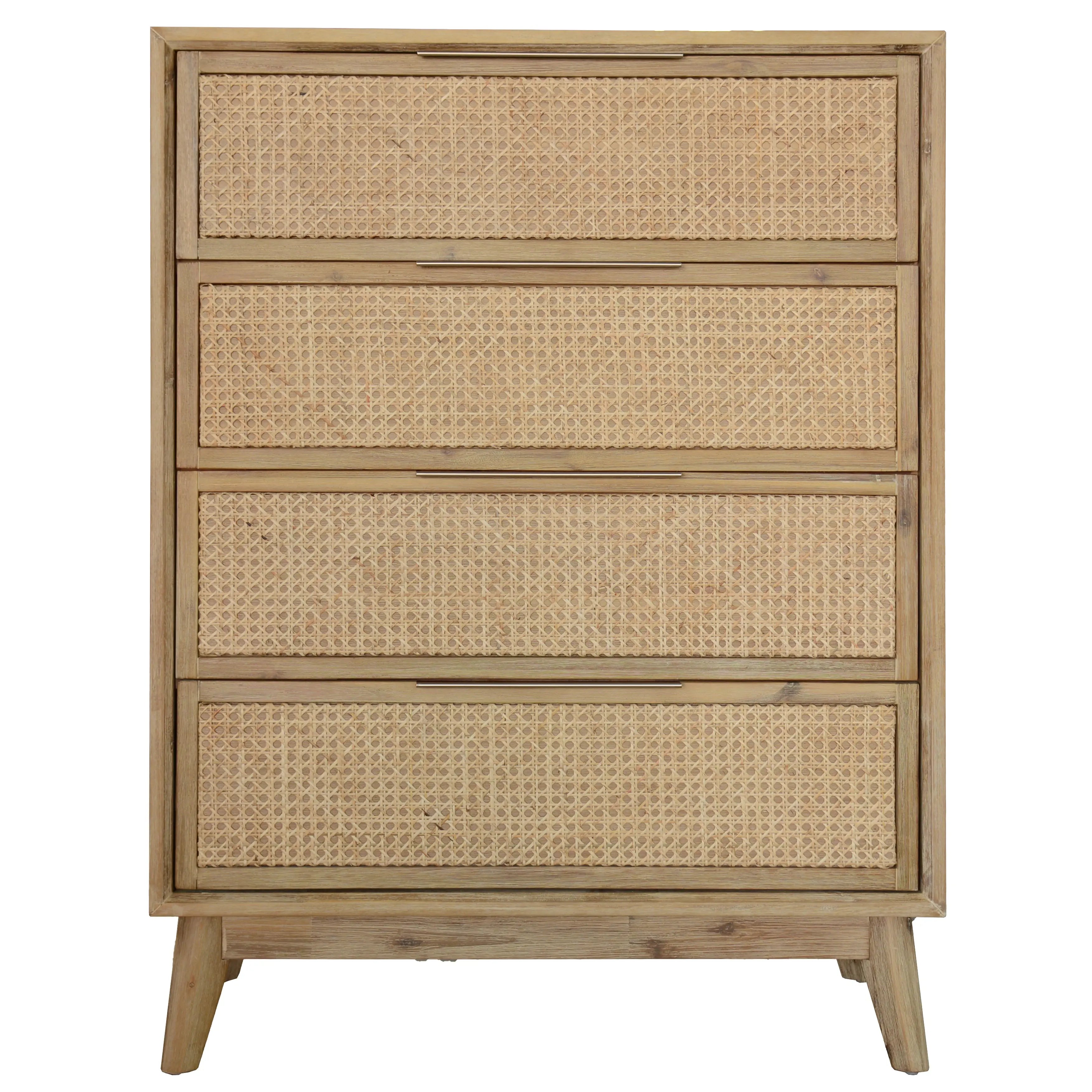 Grevillea Tallboy 4 Chest of Drawers Solid Acacia Wood Storage Cabinet - Brown Deals499