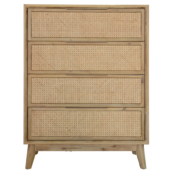Grevillea Tallboy 4 Chest of Drawers Solid Acacia Wood Storage Cabinet - Brown Deals499