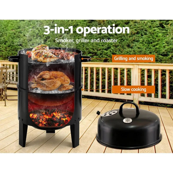 Grillz 3-in-1 Charcoal BBQ Smoker - Black Deals499