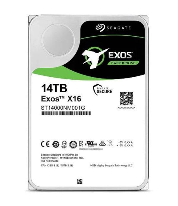SEAGATE 14TB 3.5' SATA EXOS Enterprise 512E/4KN, 6GB/S 7200RPM 24x7 data availability HDD. 5 Years Warranty SEAGATE