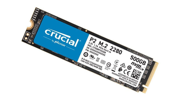 MICRON (CRUCIAL) P2 500GB M.2 (2280) NVMe PCIe SSD - QLC NAND 2300/940 MB/s 300TBW 1.5mil hrs MTBF SMART & TRIM Acronis True Image Cloning 5yrs MICRON