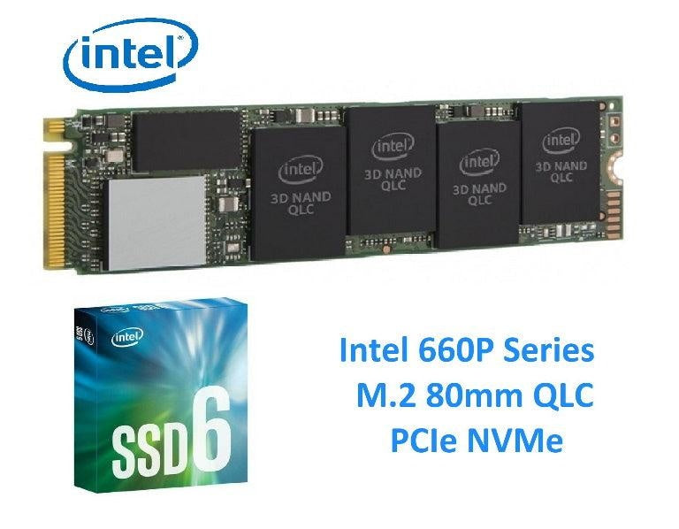 INTEL 660P NVMe PCIe M.2 SSD 512GB 3D2 QLC 1500R/1000W MB/s 90K/220K IOPS 1.6 Million Hours MTBF Solid State Drive 5yrs Wty INTEL