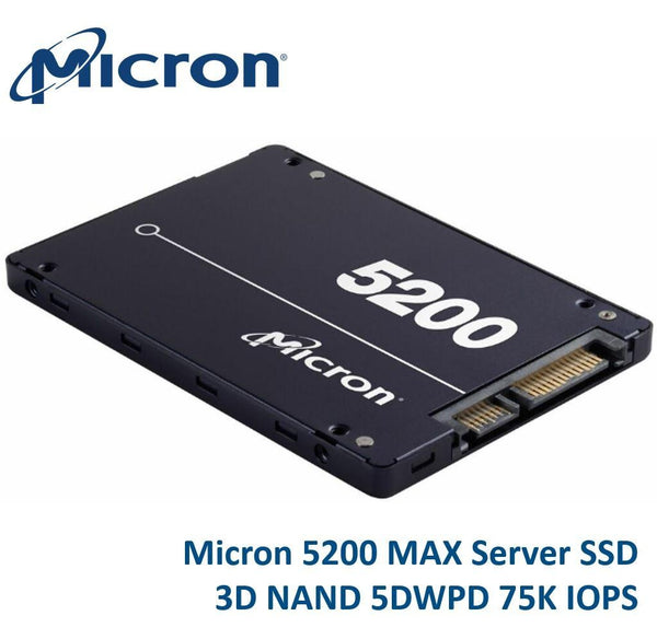 MICRON (CRUCIAL) 5200 MAX 960GB 2.5' SATA3 6Gbps 5DWPD SSD 3D TLC NAND 540R/520W MB/s 95K/75K IOPS 7mm Server Data Centre 3 Mil hrs 5yrs Crucial MICRON
