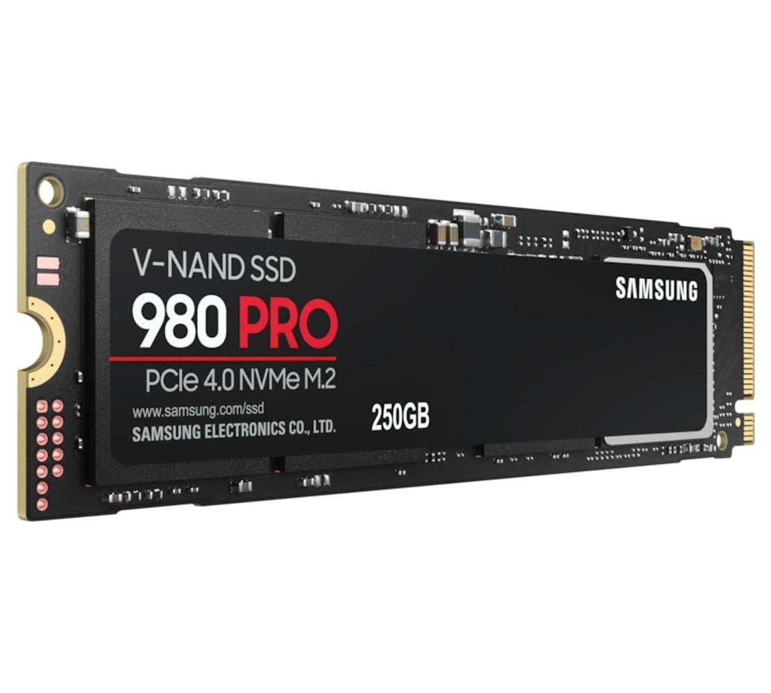 SAMSUNG 980 Pro 250GB NVMe SSD 6400MB/s 2700MB/s R/W 1000K/1000K IOPS 150TBW 1.5M Hrs MTBF M.2 2280 PCIe 4.0 Gen4 3-bit MLC V-NAND 5yrs Wty SAMSUNG