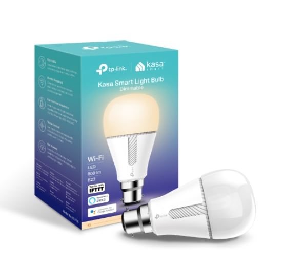 TP-Link KL110B Kasa Smart Light Bulb, Bayonet Fitting, Dimmable, No Hub Required, Voice Control, 2700K, 800lm, 10W, 2.4 GHz, 2 Year Warranty TP-LINK