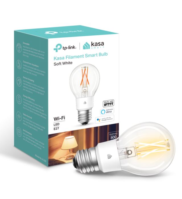 TP-Link KL50 Kasa Filament Smart Bulb, Soft White, Edison Screw, Dimmable, No Hub Required, Voice Control, 2700K, 7kWh/1000h, 2.4 GHz, 2 Year Warranty TP-LINK