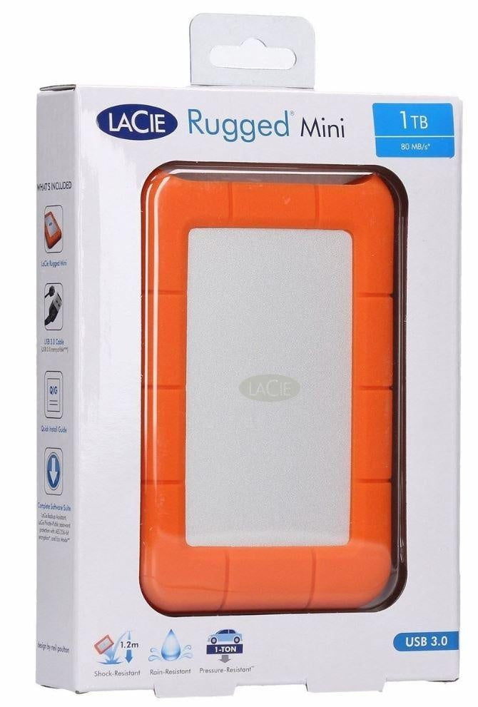 Seagate 1TB LaCie Rugged Mini Portable USB 3.0, USB-C Cable. External HDD LAC301558, 2 Years Warranty SEAGATE