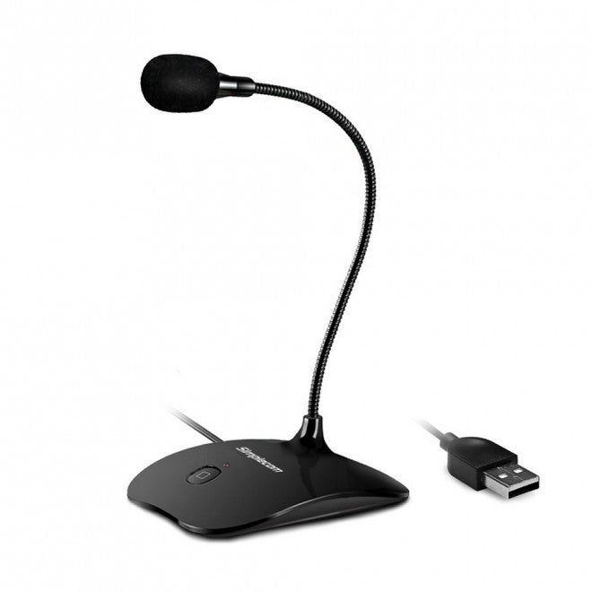 Simplecom UM350 Plug and Play USB Desktop Microphone with Flexible Neck and Mute Button SIMPLECOM
