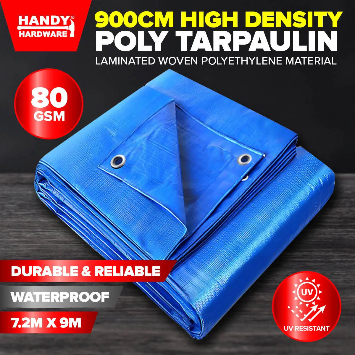 Handy Hardware Tarpaulin UV Resistant Waterproof Strong Durable 9m Deals499