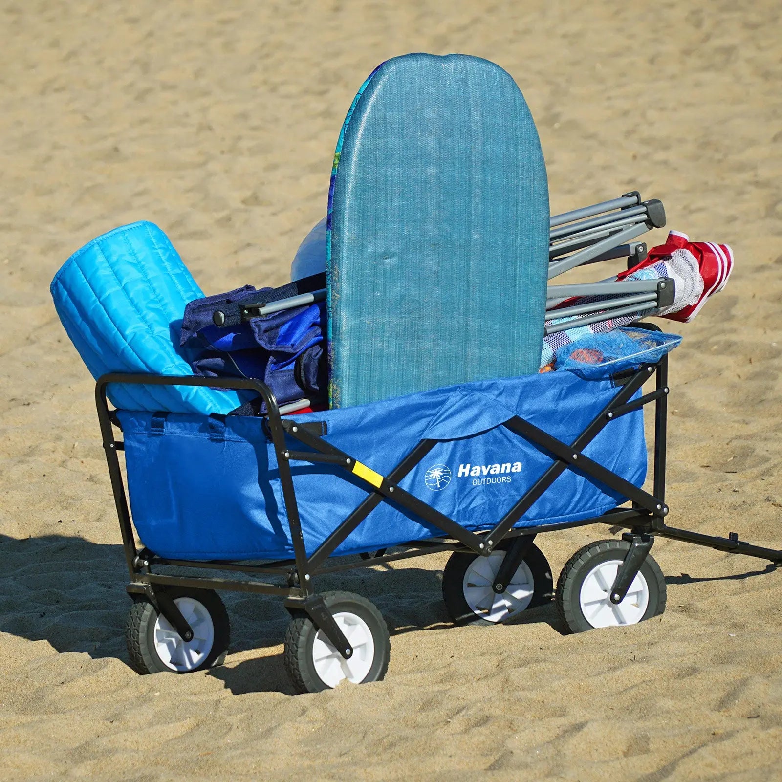 Havana Outdoors Collapsible Beach Trolley Garden Cart Foldable Picnic Navy Deals499