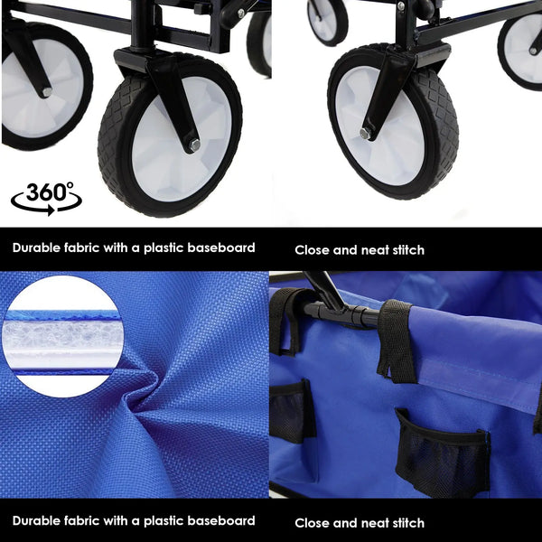Havana Outdoors Collapsible Beach Trolley Garden Cart Foldable Picnic Navy Deals499