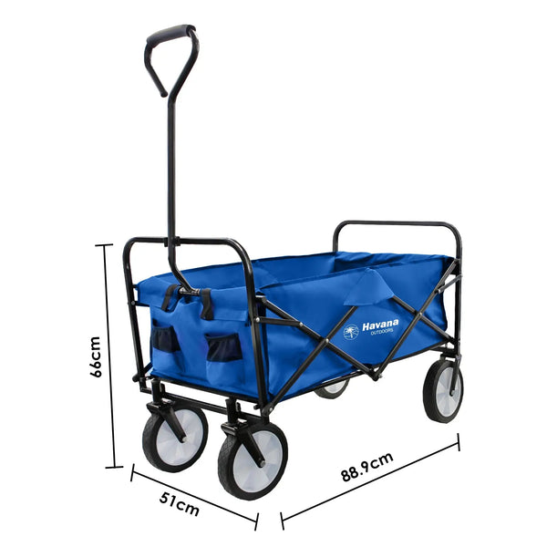 Havana Outdoors Collapsible Beach Trolley Garden Cart Foldable Picnic Navy Deals499