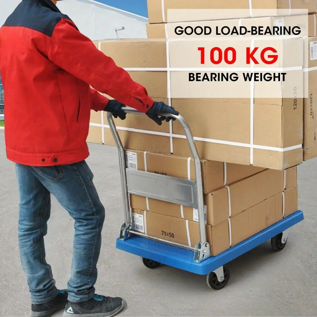 Heavy Duty 100 Kg Industrial Foldable Platform Trolley Hand Truck Foldable Cart Deals499