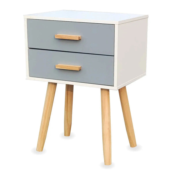 Home Master 2 Drawer Side Table Sleek Modern &amp; Stylish Neutral Design 61cm Deals499