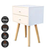 Home Master 2 Drawer Side Table Sleek Modern &amp; Stylish Neutral Design 61cm Deals499