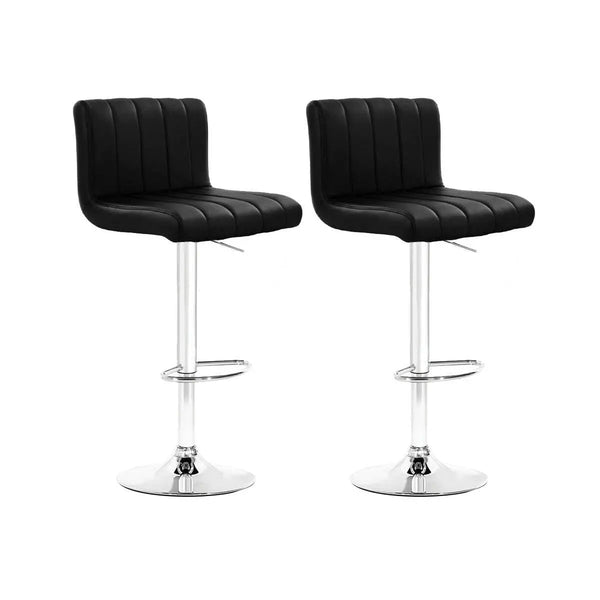 Home Master 2PCE Bar Stool Black Swivel Seat Adjusting Height Stylish Modern Deals499