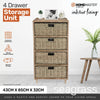 Home Master 4 Drawer Natural Seagrass Wooden Storage Chest Stylish 85cm Deals499