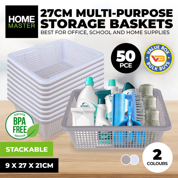 Home Master 50PCE Storage Baskets Stackable Multipurpose Space Saving Bulk 27cm Deals499