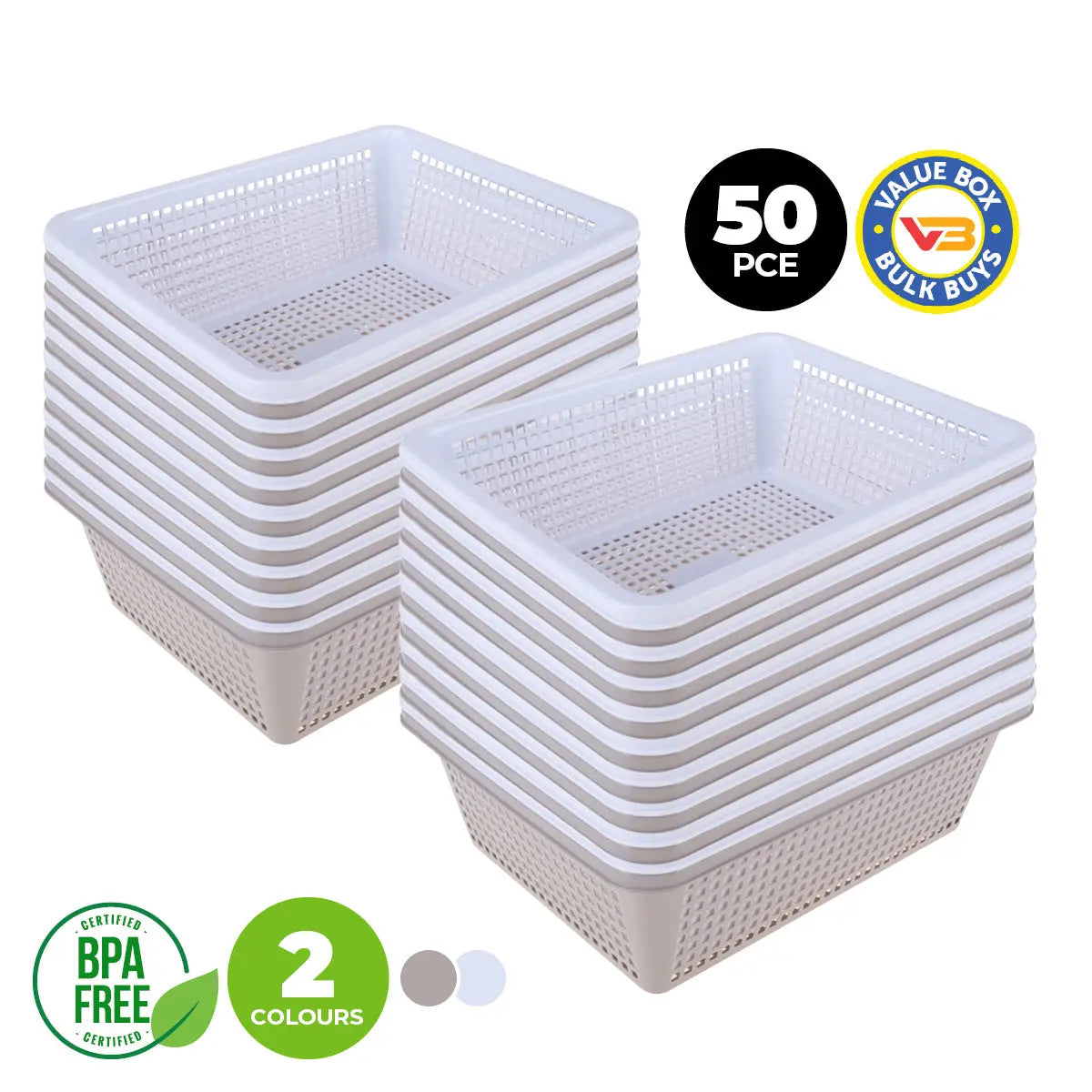 Home Master 50PCE Storage Baskets Stackable Multipurpose Space Saving Bulk 27cm Deals499