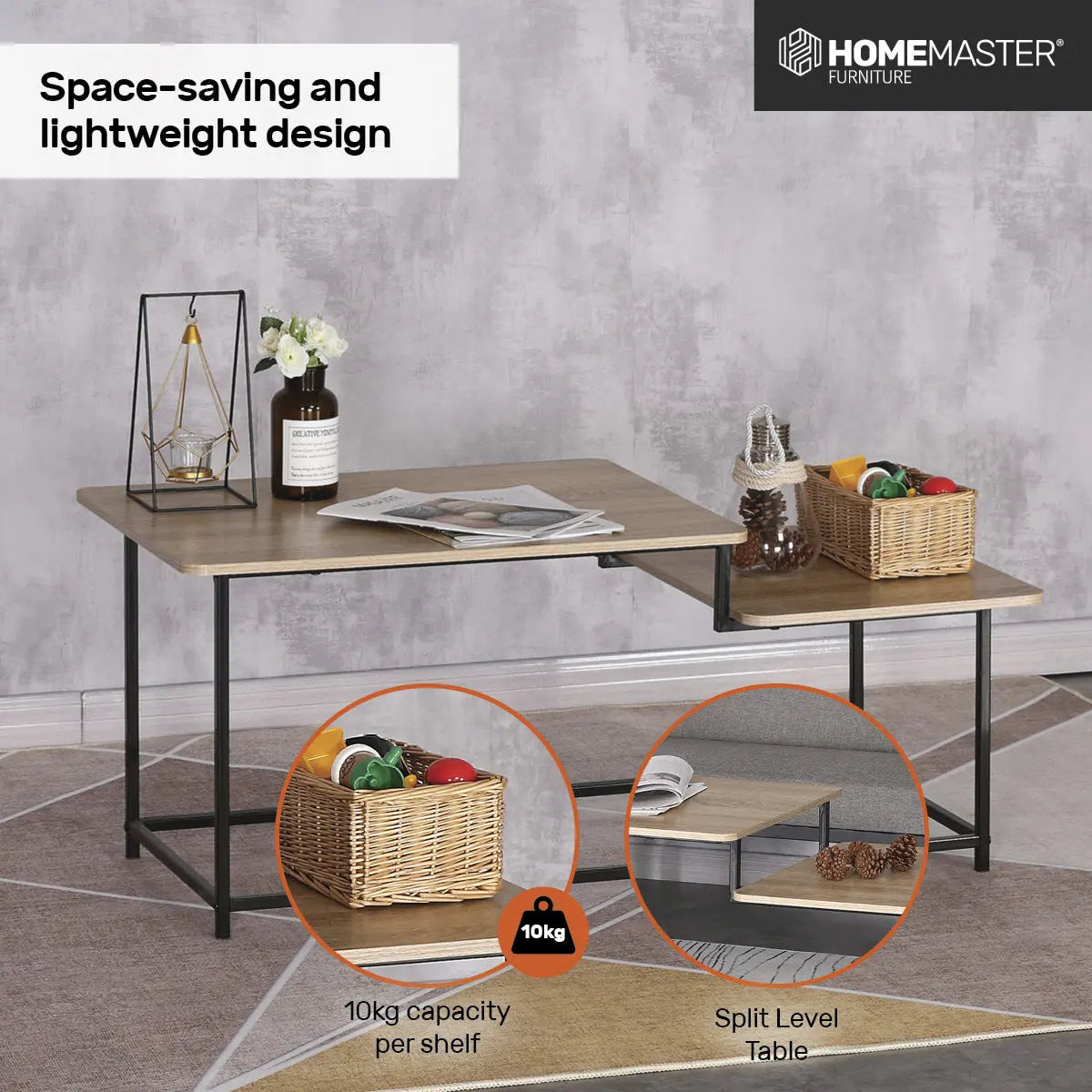 Home Master Coffee Table 2 Tier Split Level Stylish Modern Design 1.09m Deals499