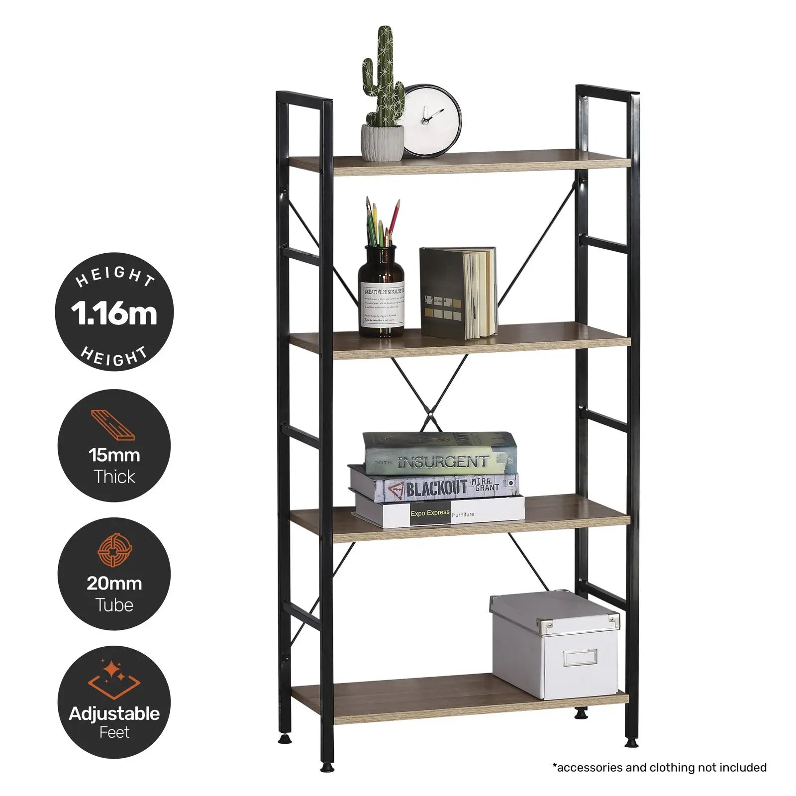 Home Master Display Shelf 4 Tier Sleek Modern Industrial Design 1.16m Deals499