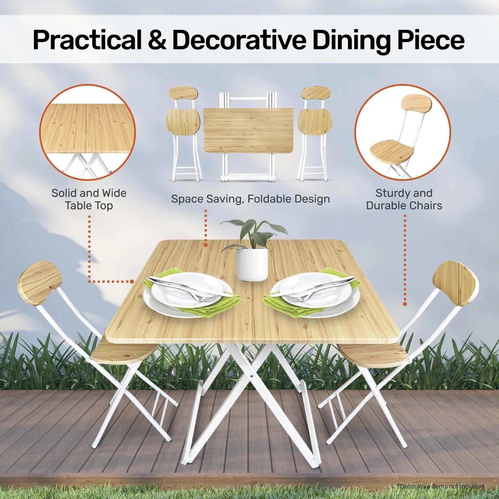 Home Master Foldable Dining Table & Chairs Indoor/Outdoor Sturdy 74 x 80cm Deals499
