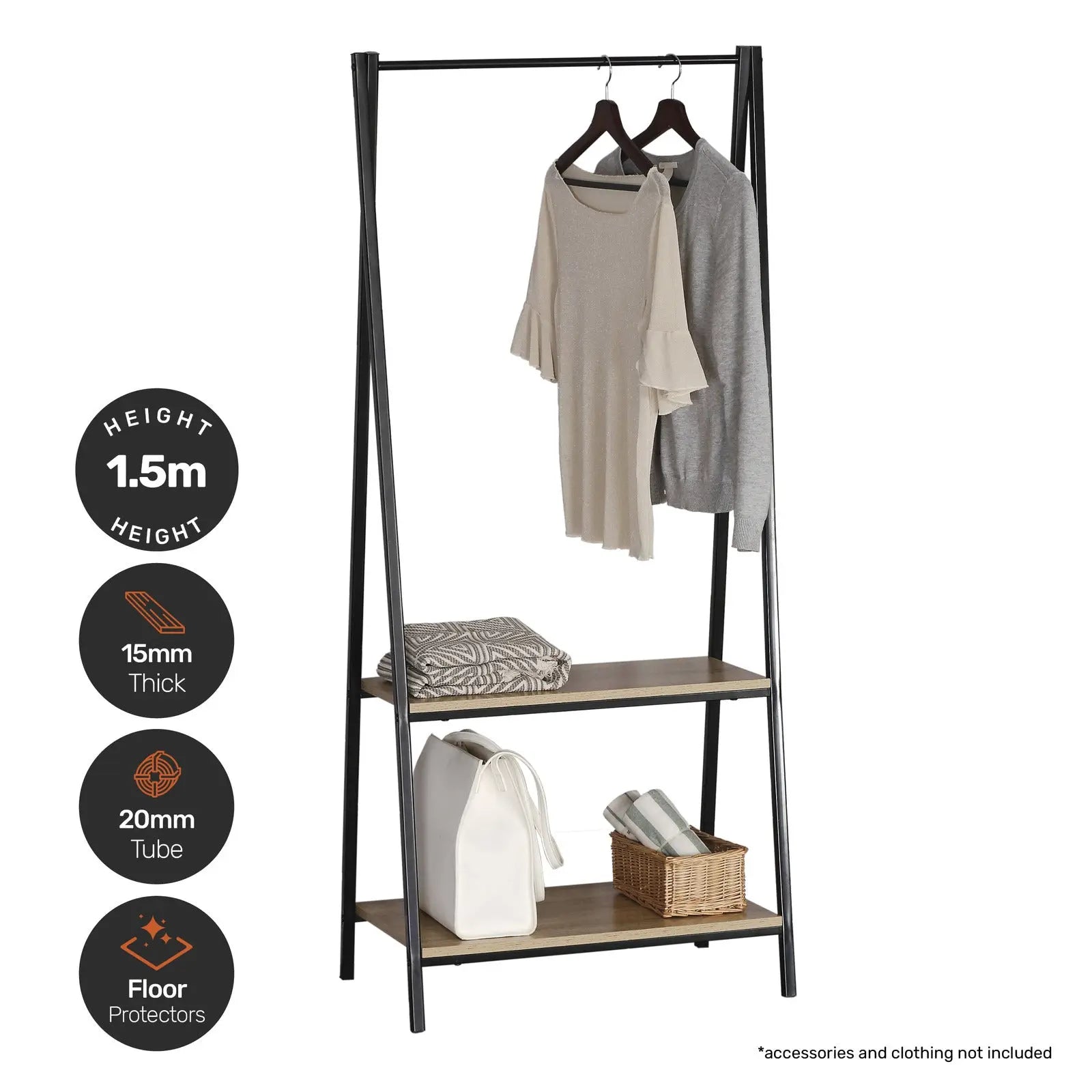 Home Master Garment Rack & Shelving 2 Tier Sleek Stylish Modern Design 1.5m Deals499