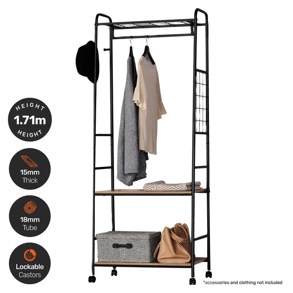 Home Master Garment Rack &amp; Shelving 2 Tier Sleek Stylish Modern Design 1.71m Deals499