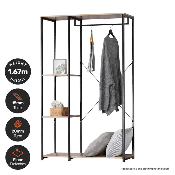 Home Master Garment Rack &amp; Shelving 3 Tier Sleek Stylish Modern Design 1.67m Deals499