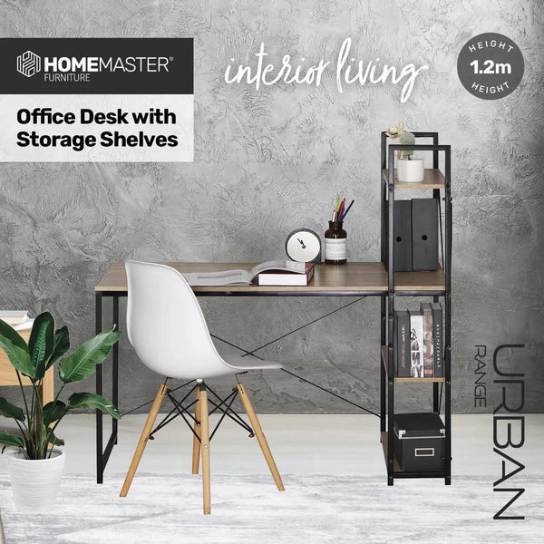 Home Master Office Desk &amp; Storage Shelves Unique Stylish Modern Design 1.2m Deals499
