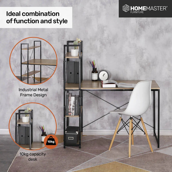 Home Master Office Desk &amp; Storage Shelves Unique Stylish Modern Design 1.2m Deals499