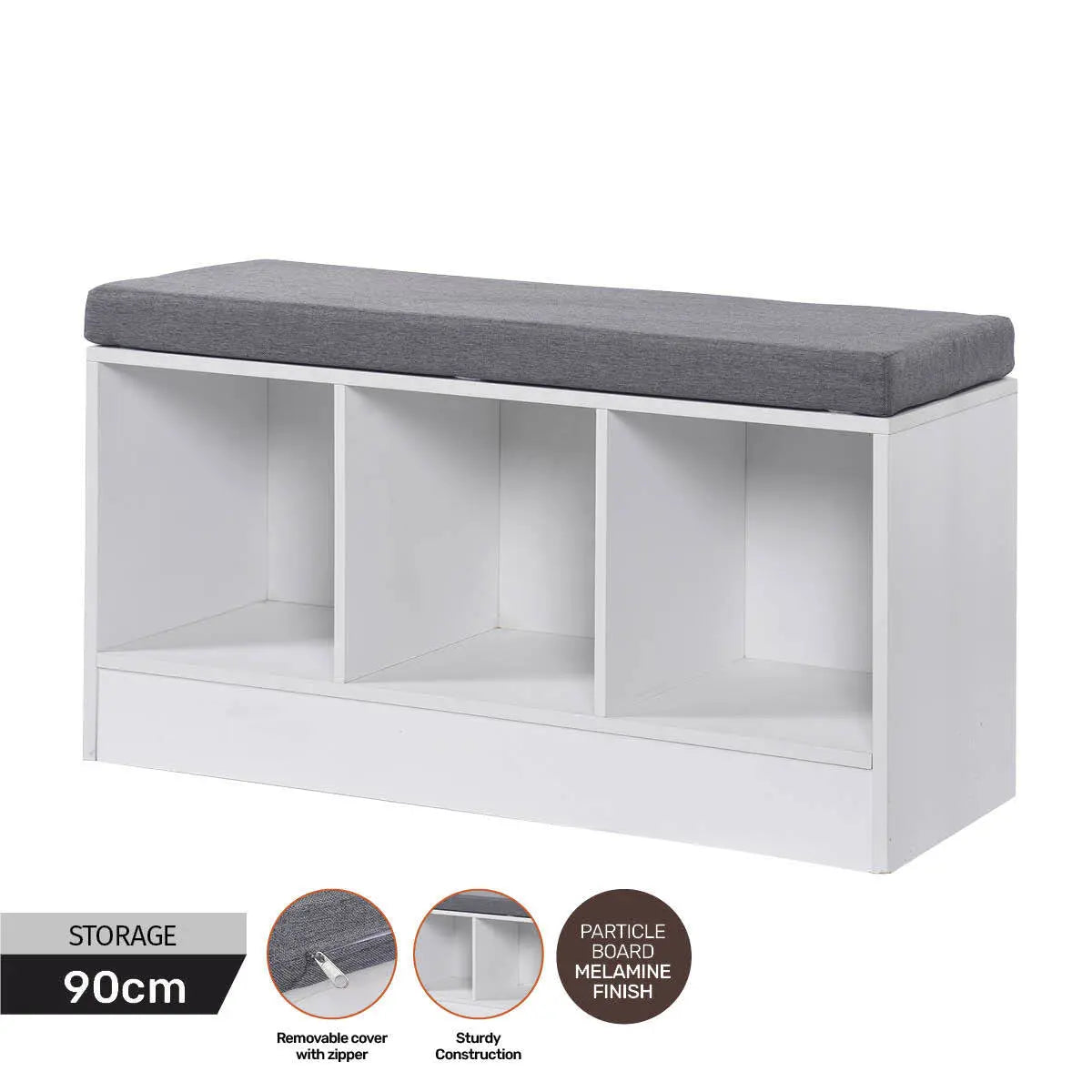 Home Master Storage/Shoe Bench With Padded Cushion Seating 90cm Deals499