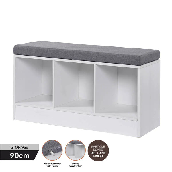 Home Master Storage/Shoe Bench With Padded Cushion Seating 90cm Deals499