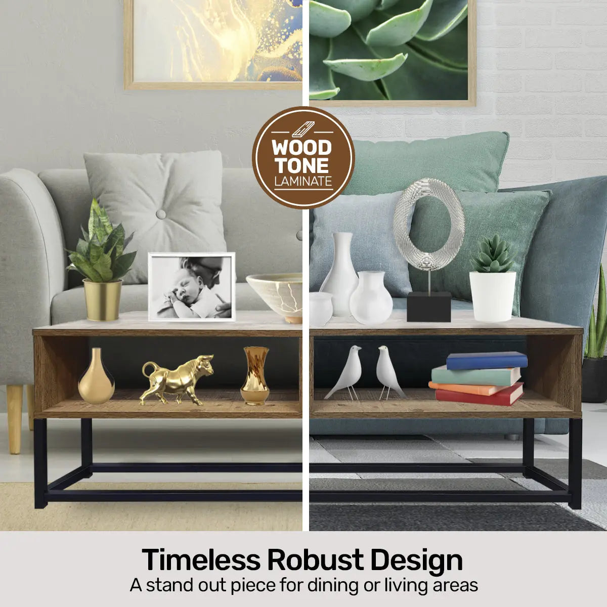 Home Master Vogue Wood Tone Coffee Table Stylish Rustic Flawless Design 110cm Deals499