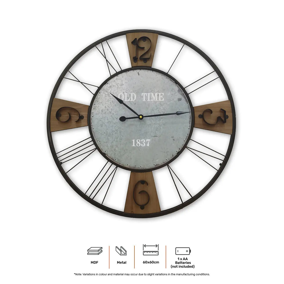 Home Master Wall Clock Large Vintage Design Stylish Metal Accents 60cm Deals499