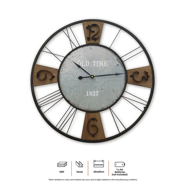 Home Master Wall Clock Large Vintage Design Stylish Metal Accents 60cm Deals499