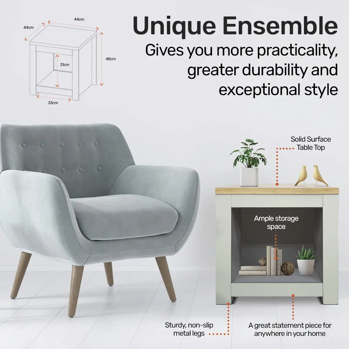 Home Master Winchester Two Tone Side Table Stylish Flawless Design 44 x 48cm Deals499