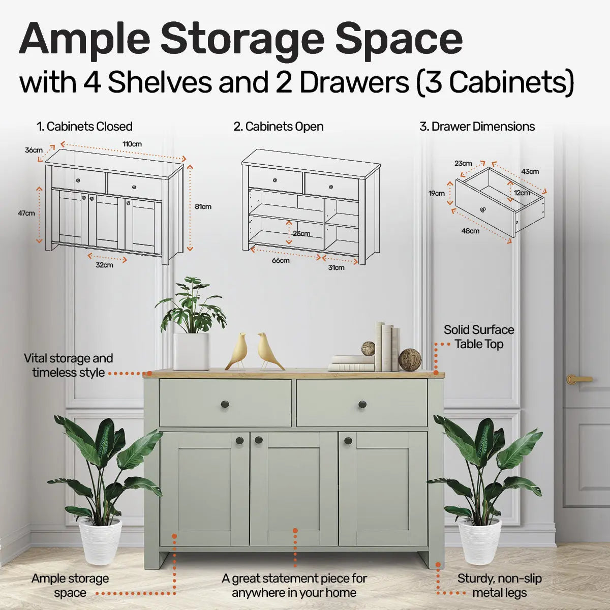 Home Master Winchester Two Tone Sideboard Stylish Flawless Design 110cm Deals499
