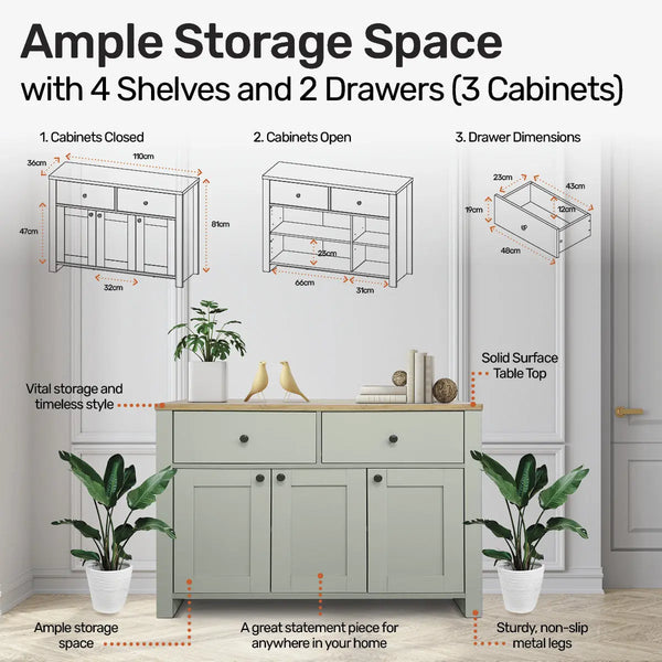 Home Master Winchester Two Tone Sideboard Stylish Flawless Design 110cm Deals499