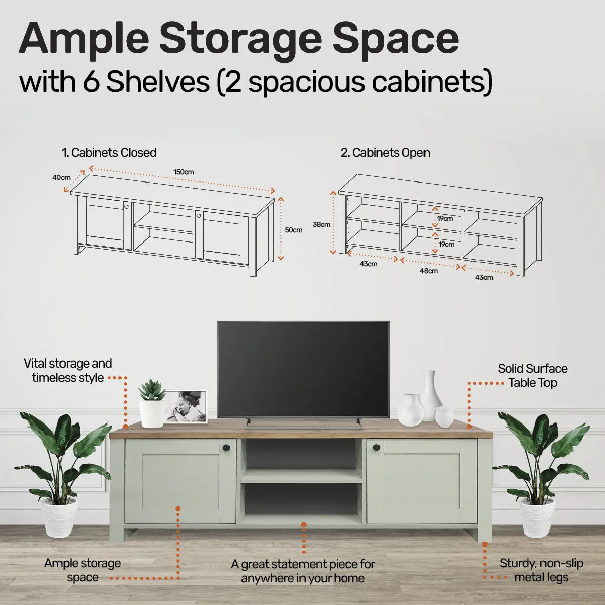 Home Master Winchester Two Tone TV Entertainment Unit Stylish Design 150cm Deals499