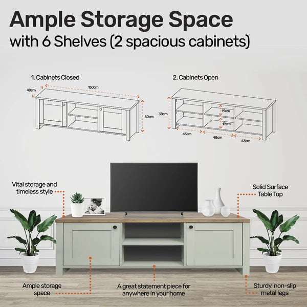 Home Master Winchester Two Tone TV Entertainment Unit Stylish Design 150cm Deals499