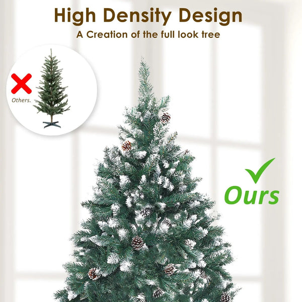 Home Ready 4Ft 120cm 390 tips Green Snowy Christmas Tree Xmas Pine Cones + Bauble Balls Deals499