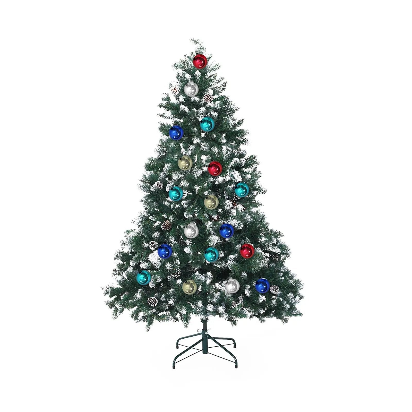 Home Ready 5Ft 150cm 720 tips Green Snowy Christmas Tree Xmas Pine Cones + Bauble Balls Deals499