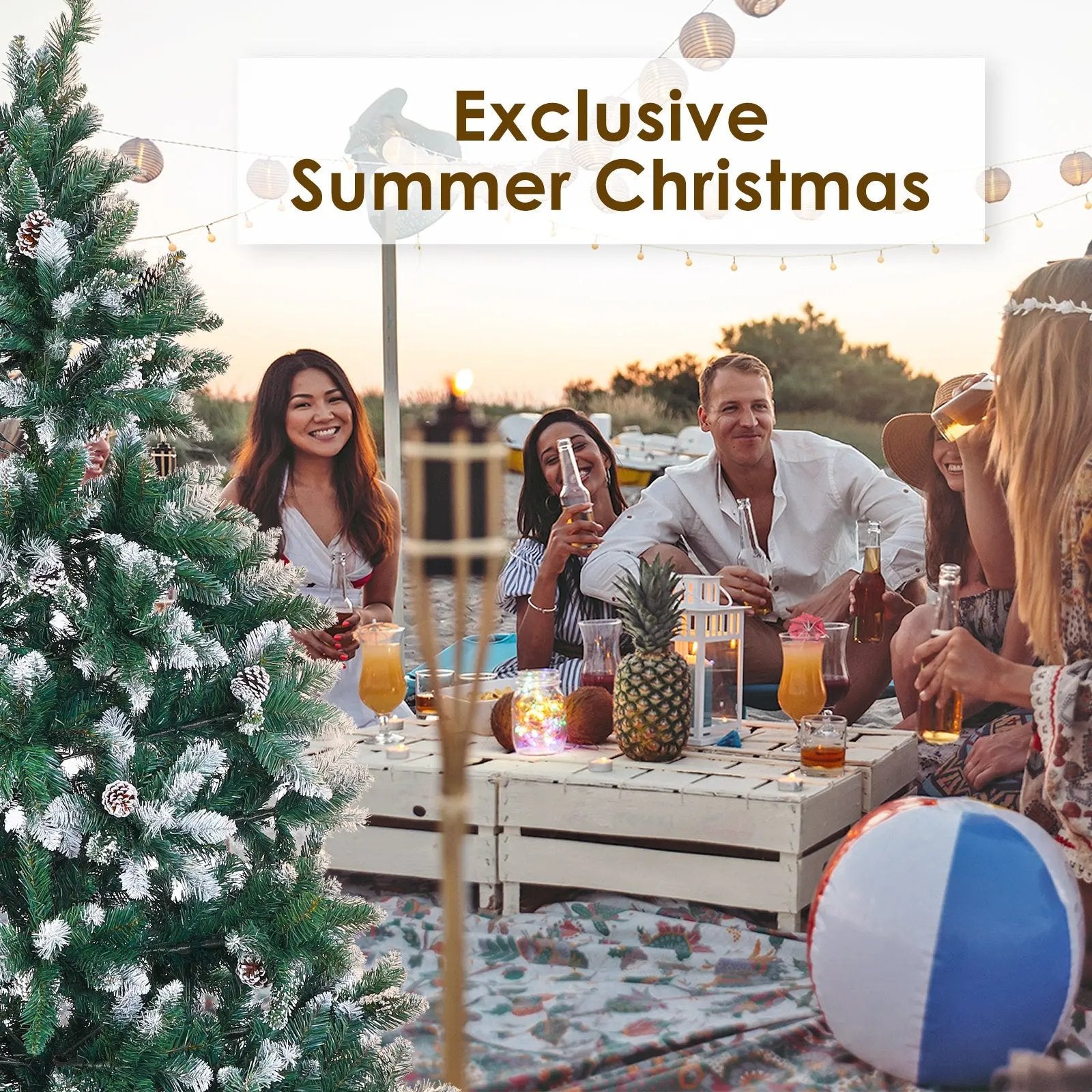 Home Ready 6Ft 180cm 930 tips Green Snowy Christmas Tree Xmas Pine Cones + Bauble Balls Deals499