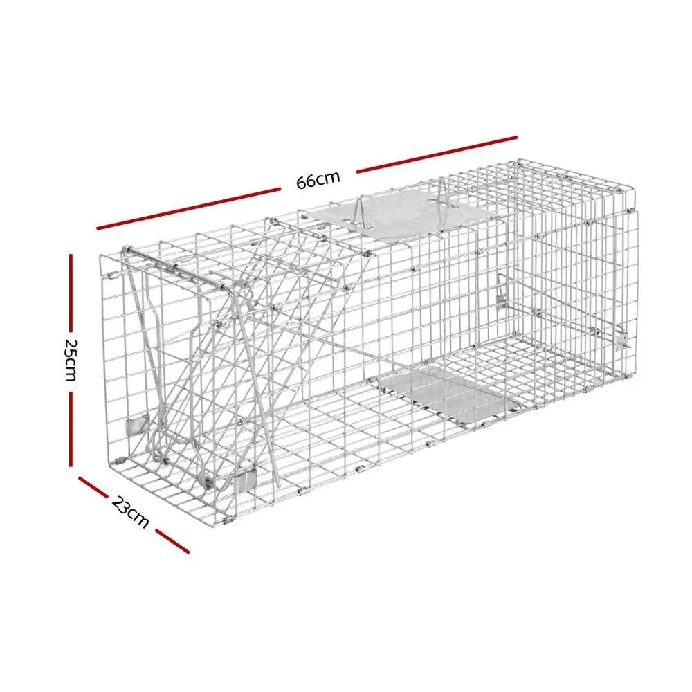 Humane Animal Trap Cage 66 x 23 x 25cm  - Silver Deals499