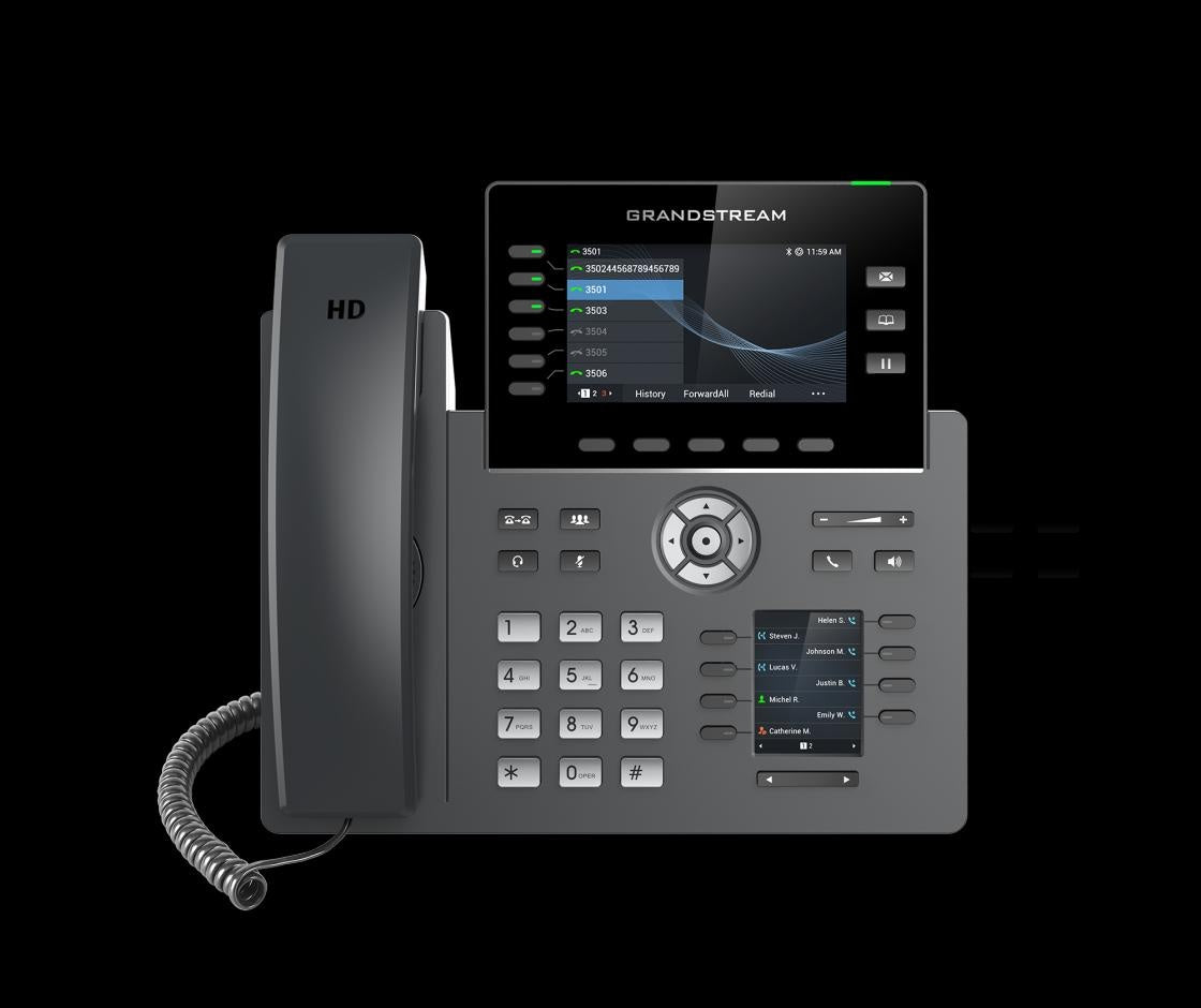 GRANDSTREAM GRP2616 6 Line IP Phone, 6 SIP Accounts, 480x272 Colour Screen, HD Audio, Integrated Bluetooth+WiFi, Powerable Via POE GRANDSTREAM