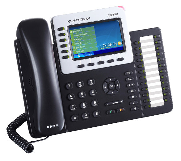 GRANDSTREAM GXP2160 6 Line IP Phone, 6 SIP Accounts, 480x272 Colour LCD, Dual GbE, 5 program keys, 24 BLF keys, Built-In Bluetooth, Powerable Via POE GRANDSTREAM