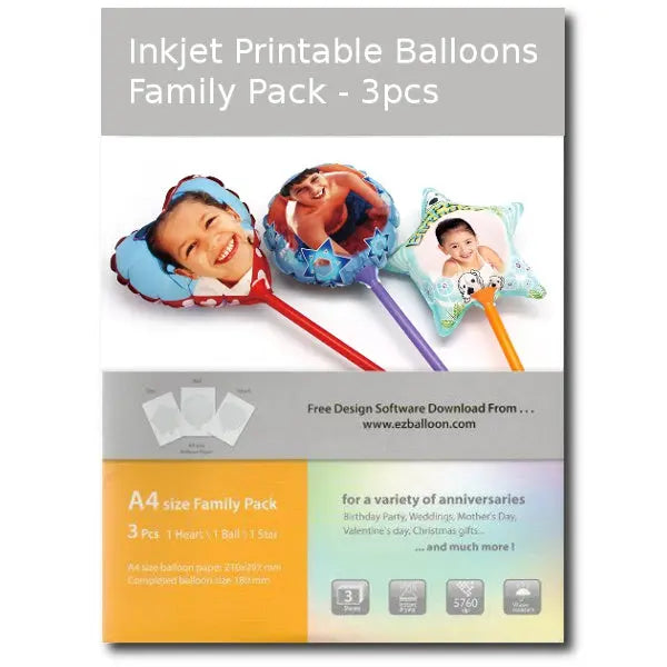 Inkjet Printable Balloons 3pcs (Family Pack) DIY