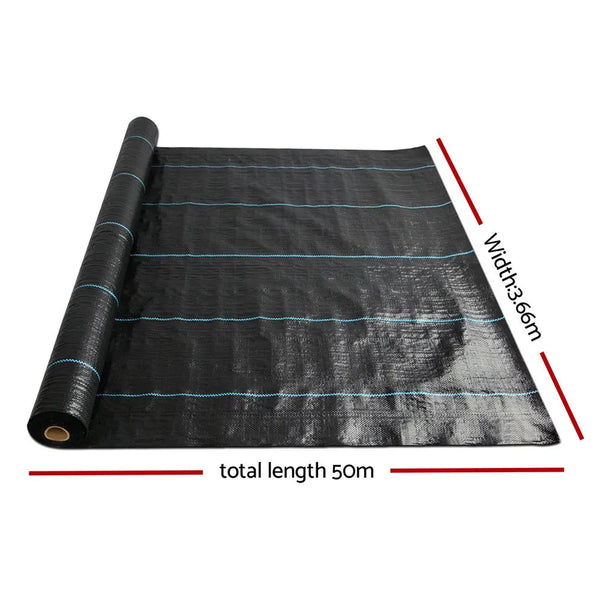 Instahut 3.66m x 50m Weedmat Weed Control Mat Woven Fabric Gardening Plant PE Deals499